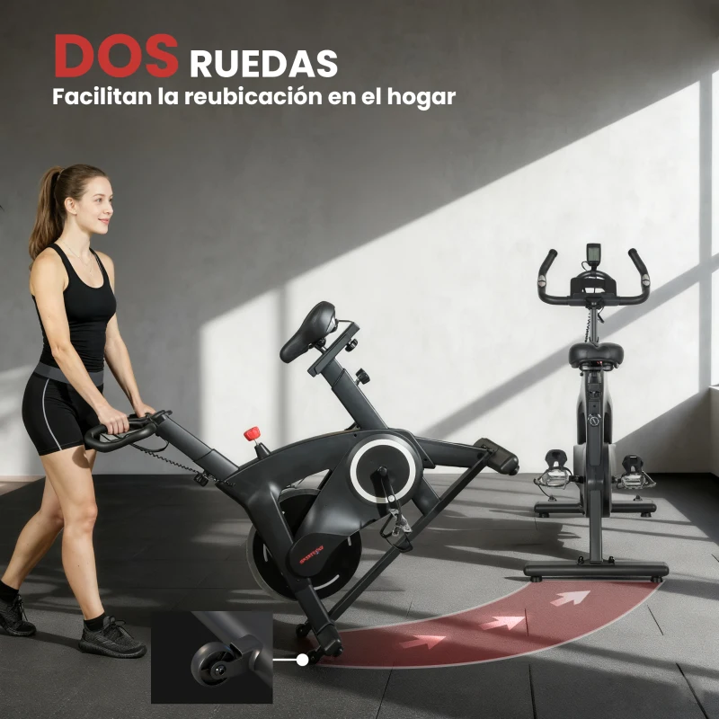 SPORTNOW Bicicleta Estática de Interior con Volante de Inercia de 15 kg Monitor LED con Pulsómetro Manillar y Asiento Ajustables