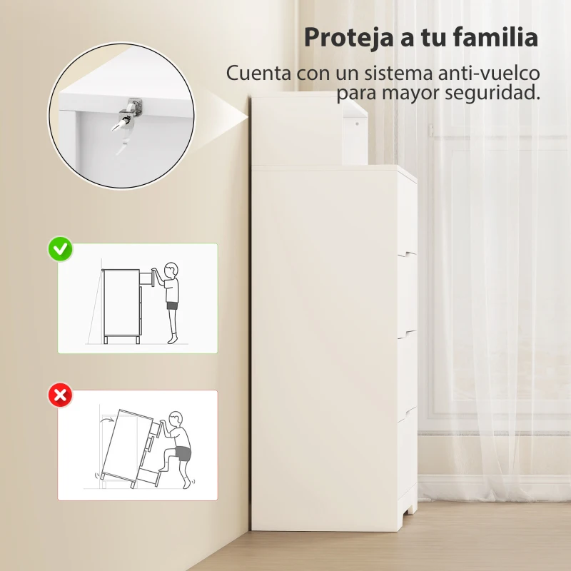 HOMCOM Cómoda para Dormitorio de 4 Cajones con Estación de Carga Puerto USB Puerto USB-C Estante Abierto 80x40x120 cm Blanco