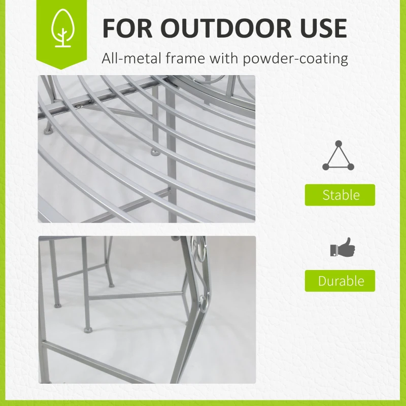 Outsunny Outdoor Round Tree Bench, Garden Metal Frame Garden Seat, Diameter 160cm Height 90cm, Silver