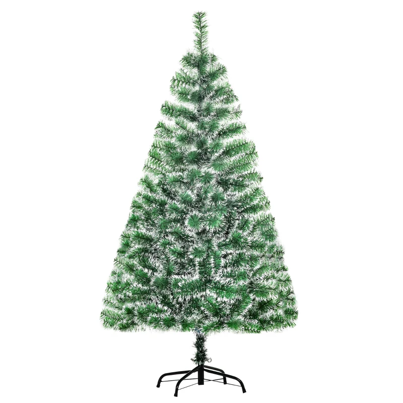 HOMCOM 150cm Albero di Natale Artificiale slim da 416 Rami in PET con Base in Metallo, luminoso e coinvolgente, Ø75x150 cm, Verde | Aosom Italy