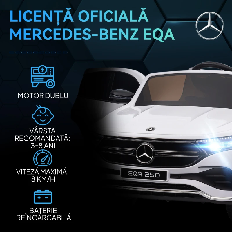 Homcom Masinuta Electrica Copii – Mercedes-Benz EQA 12V cu Licenta