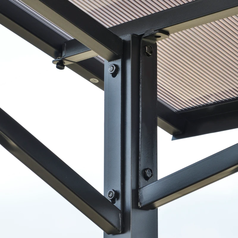 Outsunny 8ft x 5ft Outdoor BBQ Gazebo Tent with Protective Aluminium Steel Frame, 2 Shelves, Hardtop Roof, Canopy Ground Stakes for Safe Cooking