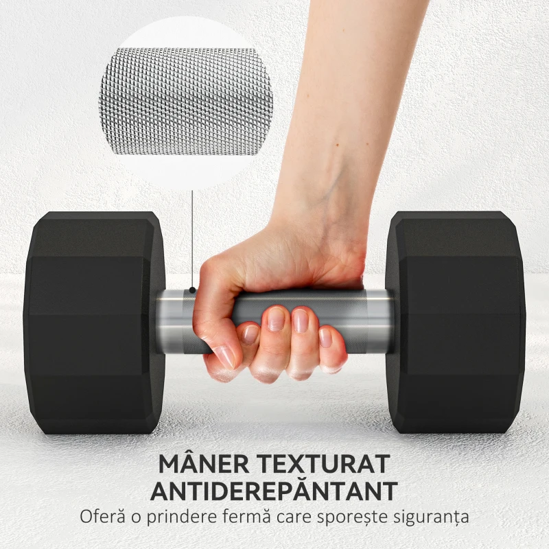 SportNow Set Gantere – 2×15 kg cu Manere Antiderapante