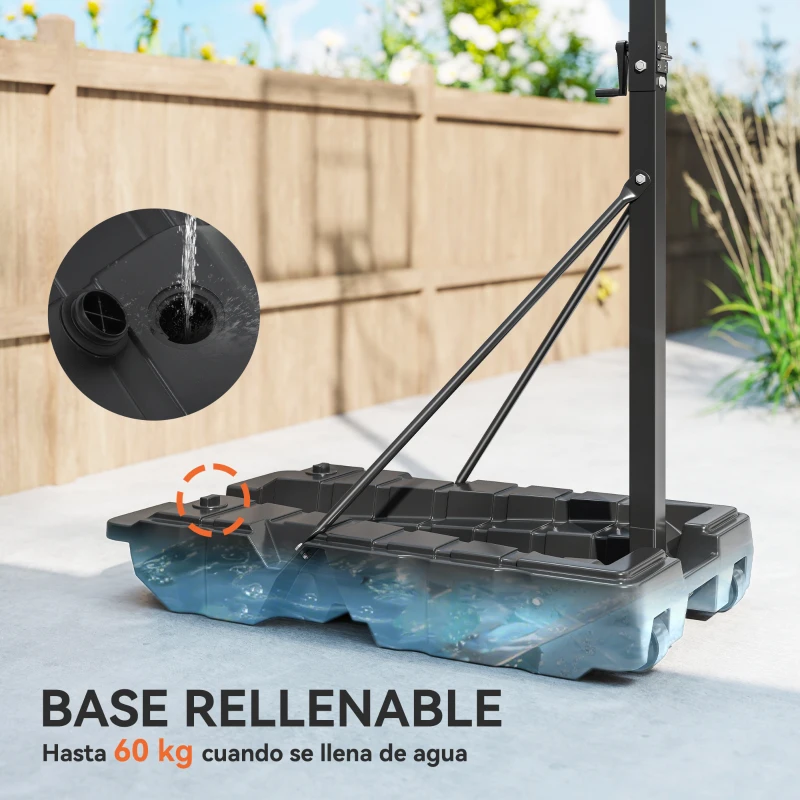 SPORTNOW Canasta de Baloncesto para Exterior Ajustable de 230-305 cm con Tablero Irrompible Base Rellenable y Ruedas Negro
