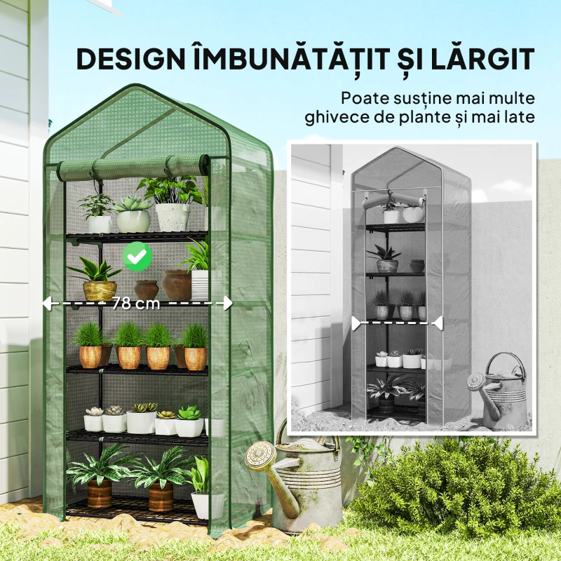 Outsunny Minisera 5 Nivele – Portabila cu Husa Ranforsata & Usa Rulabila