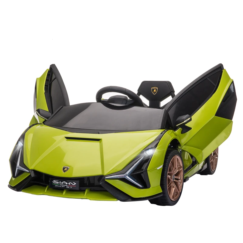 HOMCOM Lamborghini Sian Licensed 12V Electric Car for Kids 2 Motors Toy Car with Remote Control Music Lights MP3 for 3-5 Years Green