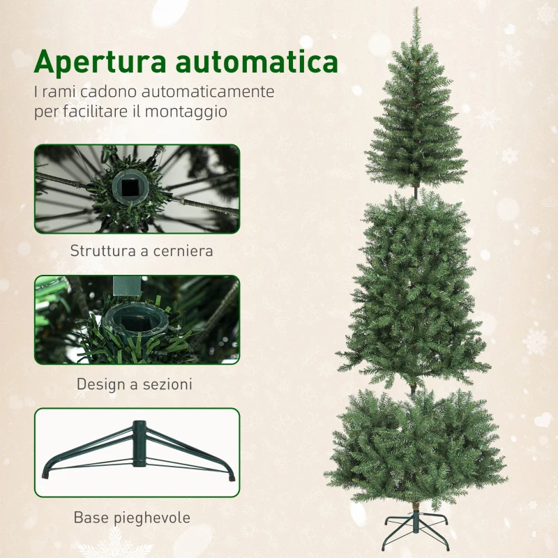 HOMCOM Albero di Natale 210 cm Illuminato con 350 Luci Bianche e Colorate, 9 Modalità di Illuminazione