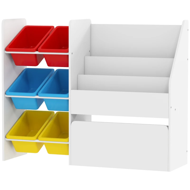 AIYAPLAY Toy Storage Unit, 3-Tier Toy Organiser Shelf with 6 Removable Storage Bins for Bedroom, Nursery, Multicolour