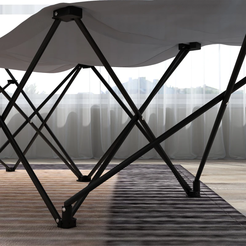 Outsunny Camping Bed for Adults, Single Folding Camp Bed, Portable Camping Cot with Side Pocket, Headrest and Oxford Seat for Outdoor, Travel, Fishing, Light Grey