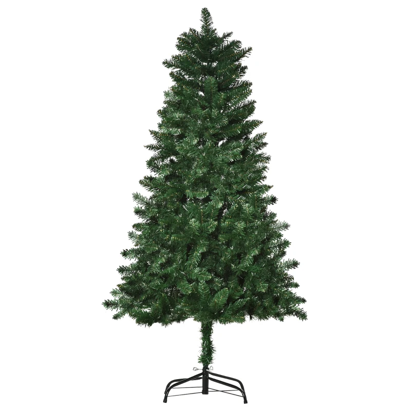 HOMCOM Albero di Natale 150cm Artificiale Pieghevole con Base Rimovibile, 454 Rami, in PVC e Acciaio, Verde