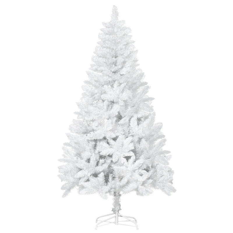 HOMCOM Albero di Natale Bianco con 550 Rami in PVC per Uso Interno, Ø102  x 180cm