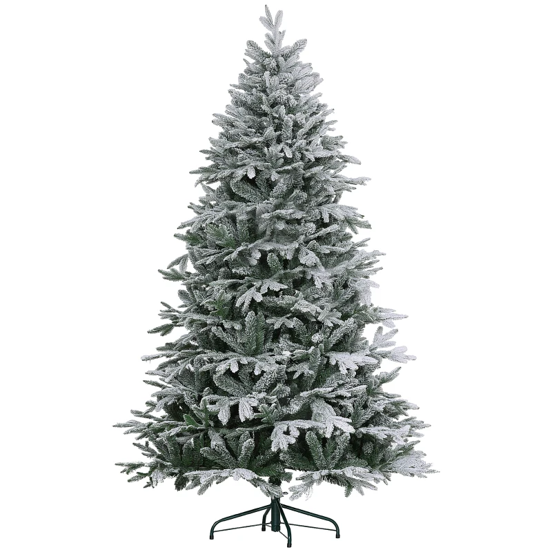 HOMCOM Albero di Natale Innevato 182.88cm con 2531 Rami Alto e Stretto con Base Pieghevole, Verde