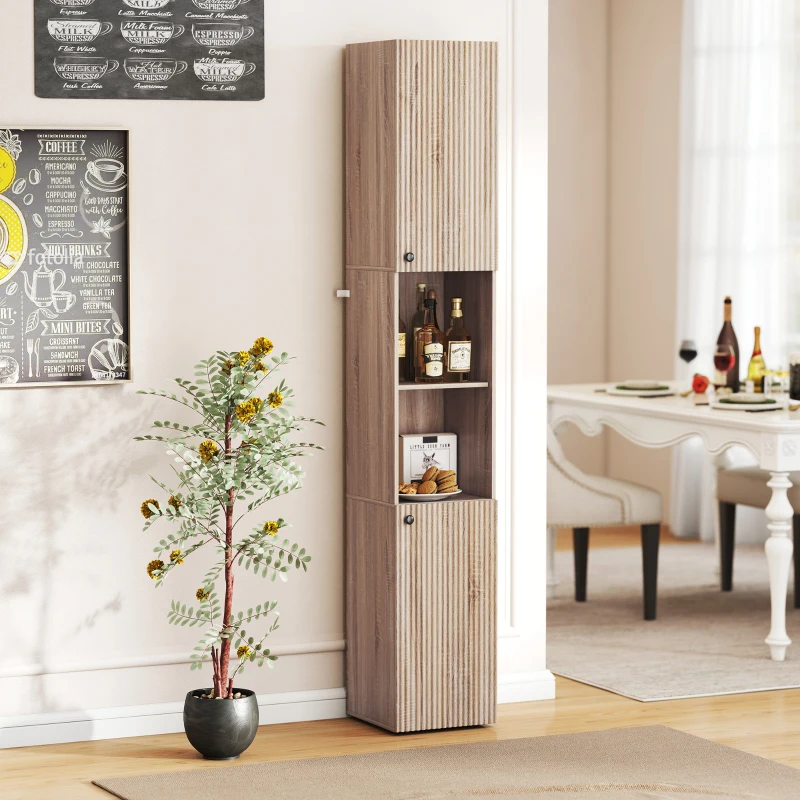 HOMCOM 6-Tier Tall Bathroom Cabinet - Natural