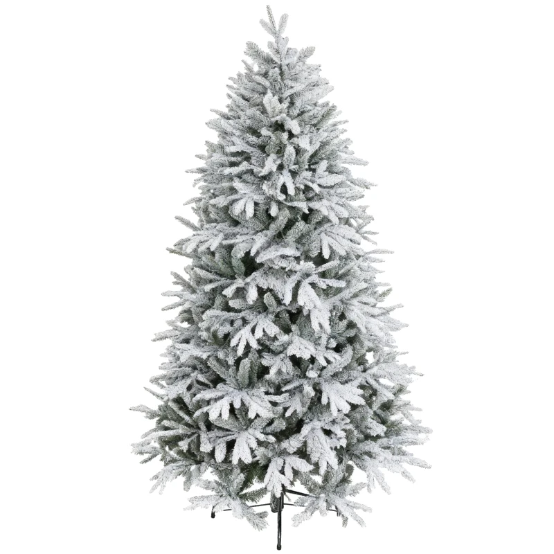 HOMCOM Albero di Natale Innevato 182.88cm con 2531 Rami Alto e Stretto con Base Pieghevole, Verde