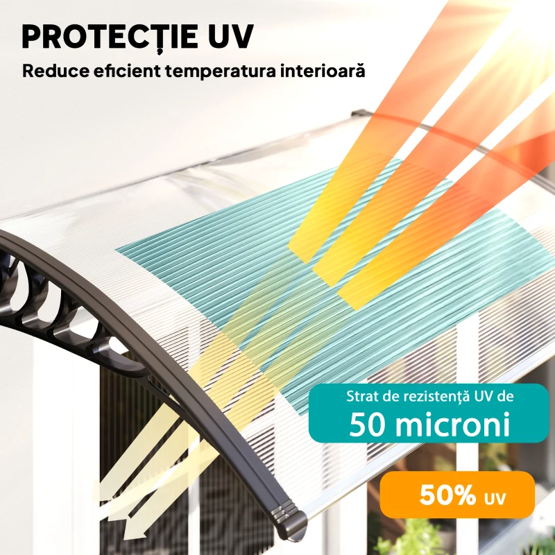 Outsunny Copertina Curbata cu suruburi si Buloane Incluse, Panouri din Policarbonat PP pentru Exterior