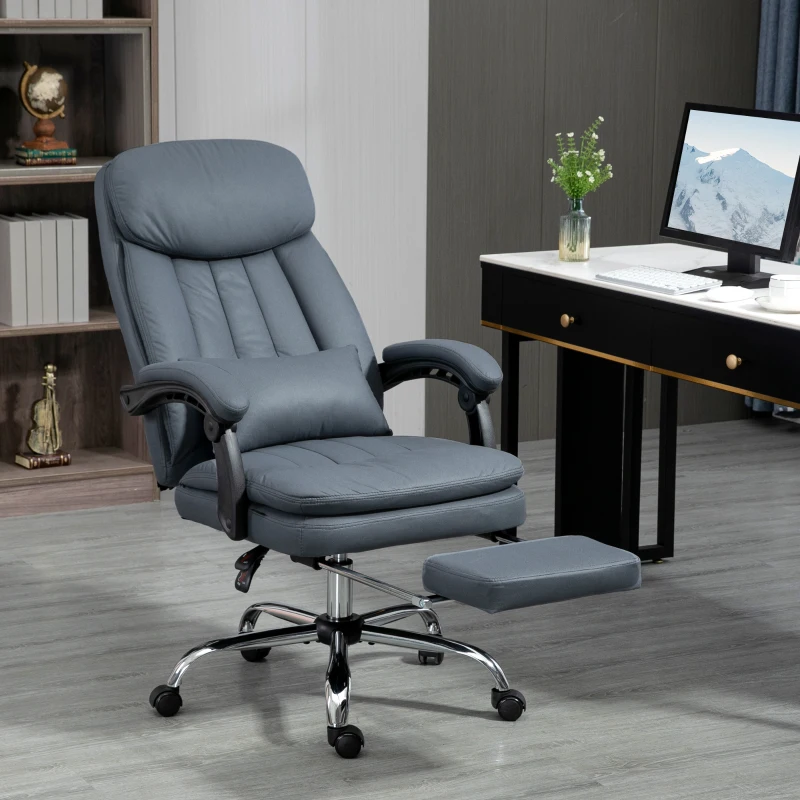 Vinsetto Fauteuil de bureau direction massant chauffant hauteur réglable dossier inclinable repose-pied gris