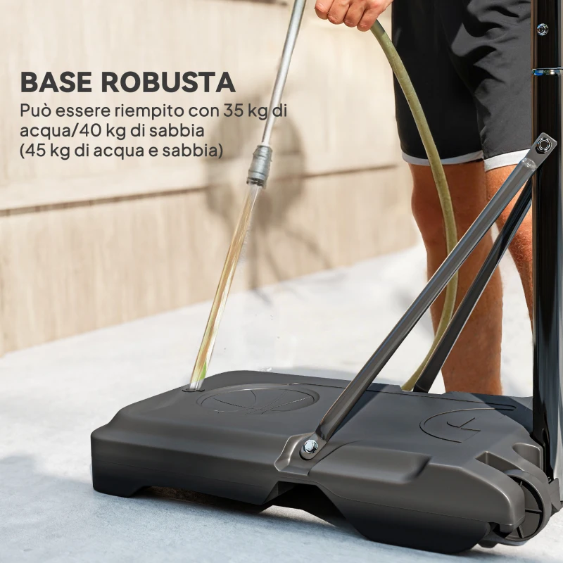 HOMCOM Canestro Basket con Altezza Regolabile 197.5-245cm, Base con Ruote e Tabellone, Blu