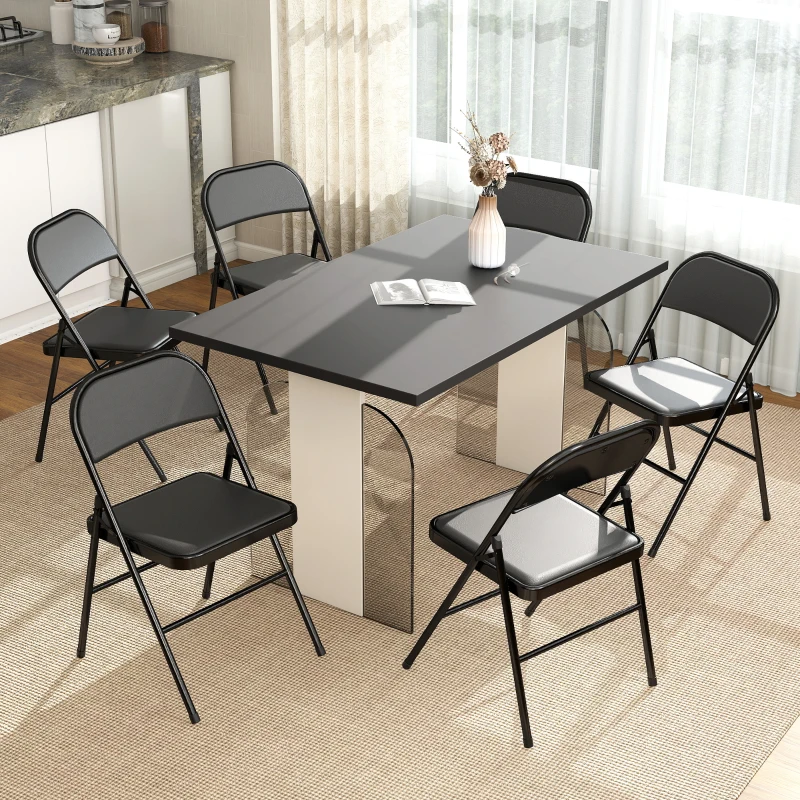HOMCOM Set da 6 sedie pieghevoli portatili telaio in acciaio 45 x 46 x 78 cm nero