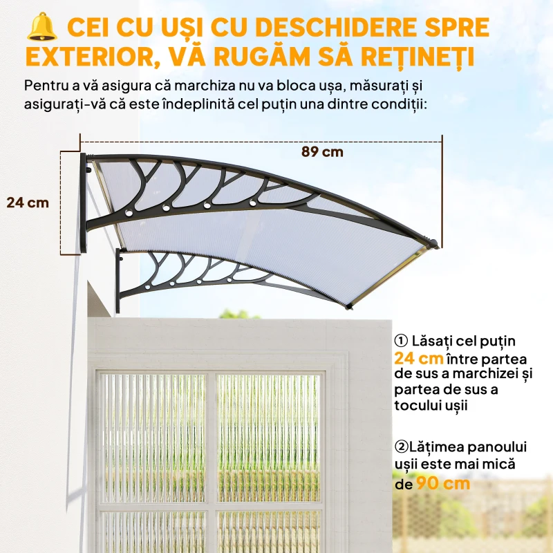 Outsunny Copertina Curbata cu suruburi si Buloane Incluse, Panouri din Policarbonat PP pentru Exterior