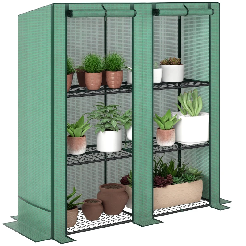 Outsunny Three-Tier Mini Greenhouse - Green
