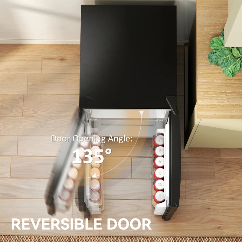 HOMCOM 88L Under Counter Fridge Freezer, Small Refrigerator with 5-Setting, 3 Star Freezer Rating, Black