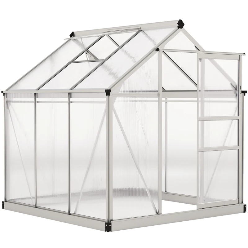 Outsunny 6 x 6ft Polycarbonate Greenhouse - Clear