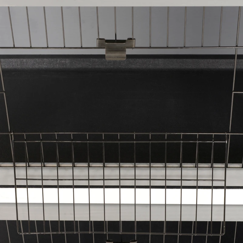 PawHut Casa para pequeños animales para cobayas y conejos enanos, de dos pisos, madera, gris