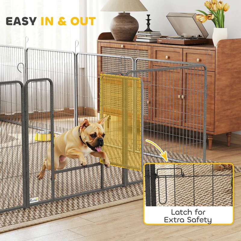 PawHut 16 Panels Heavy Duty Puppy Playpen, for Small and Medium Dogs, Indoor and Outdoor Use - Grey