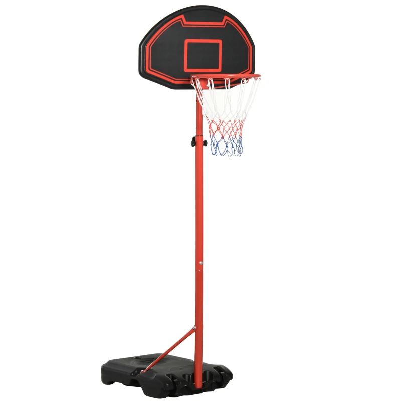 HOMCOM Basketball Hoop Outdoor, Portable Basketball Hoop and Stand with Weighted Base, Portable on Wheels, 1.55-2.1m, for Teens, Juniors, Adults, Black