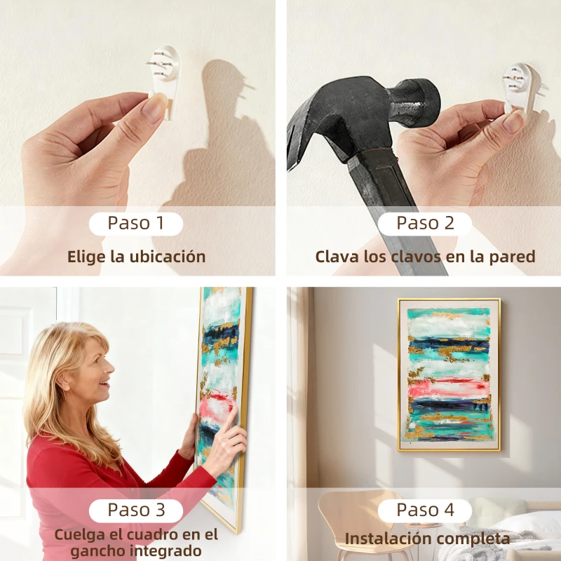 HOMCOM Cuadro en Lienzo Abstracto a Mano 120x80 cm Cuadro para Decoración de Salón Moderno con Marco de Madera Multicolor