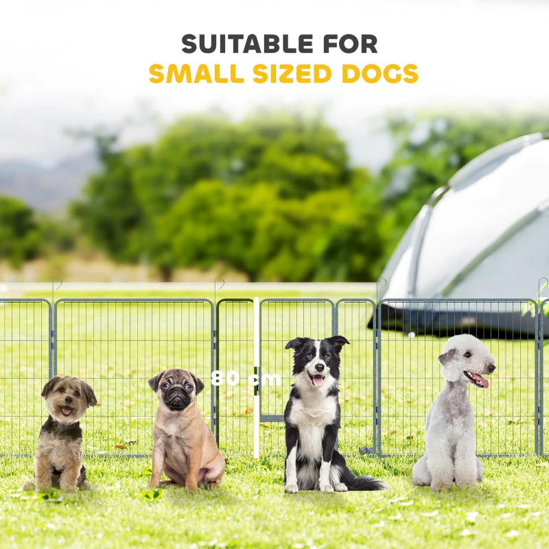 PawHut 16 Panels Heavy Duty Puppy Playpen, for Small and Medium Dogs, Indoor and Outdoor Use - Grey
