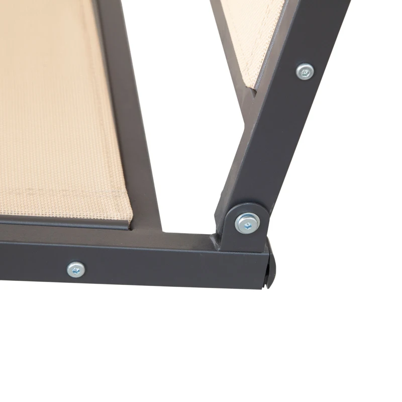 Outsunny Dondolo da Giardino a 3 Posti con Tettuccio, Seduta Traspirante e Telaio in Acciaio, Beige