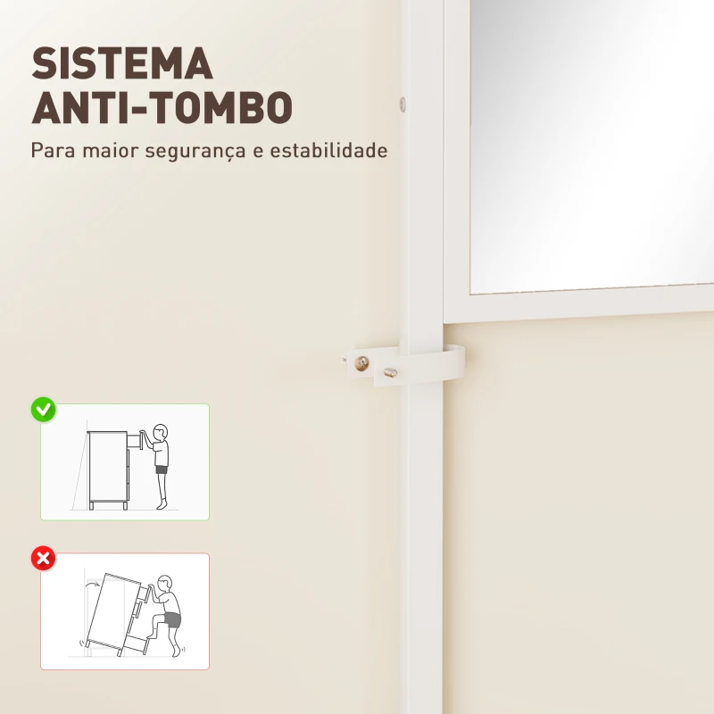 HOMCOM Móvel Cabide de Entrada com Espelho e Sapateira 4 em 1 com 3 Prateleiras Banco 10 Ganchos 98x34x186 cm Madeira