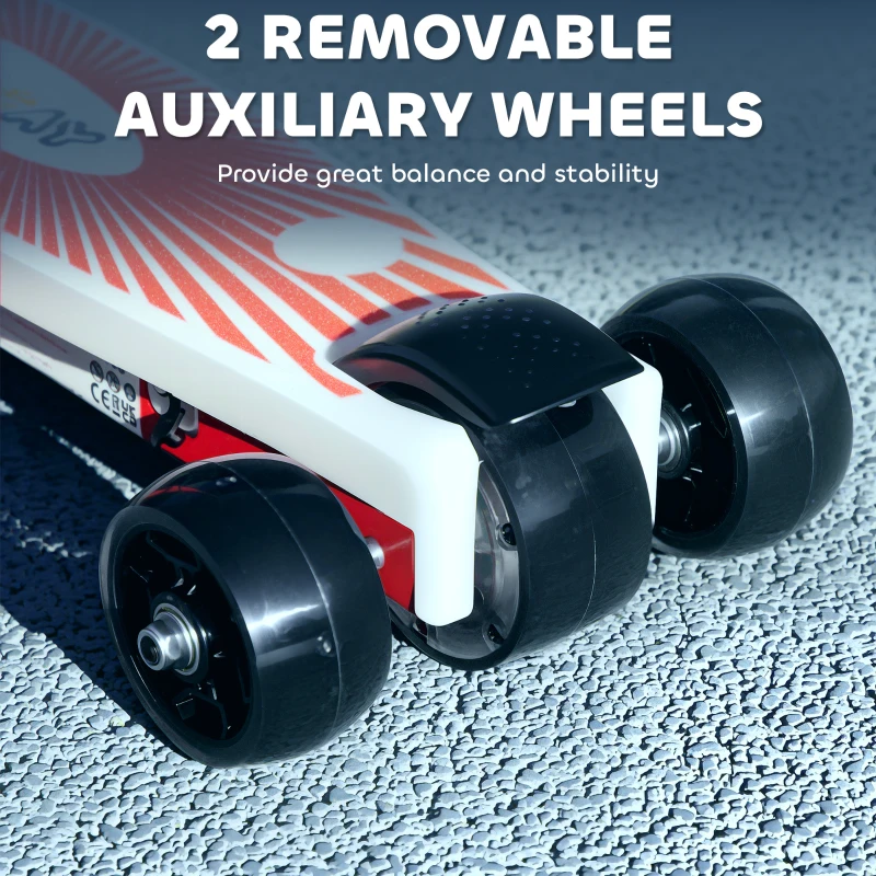 AIYAPLAY Electric Scooter for Kids Aged 4-7 Years, with Flashing LED Lights, Rear Auxiliary Wheels, Red