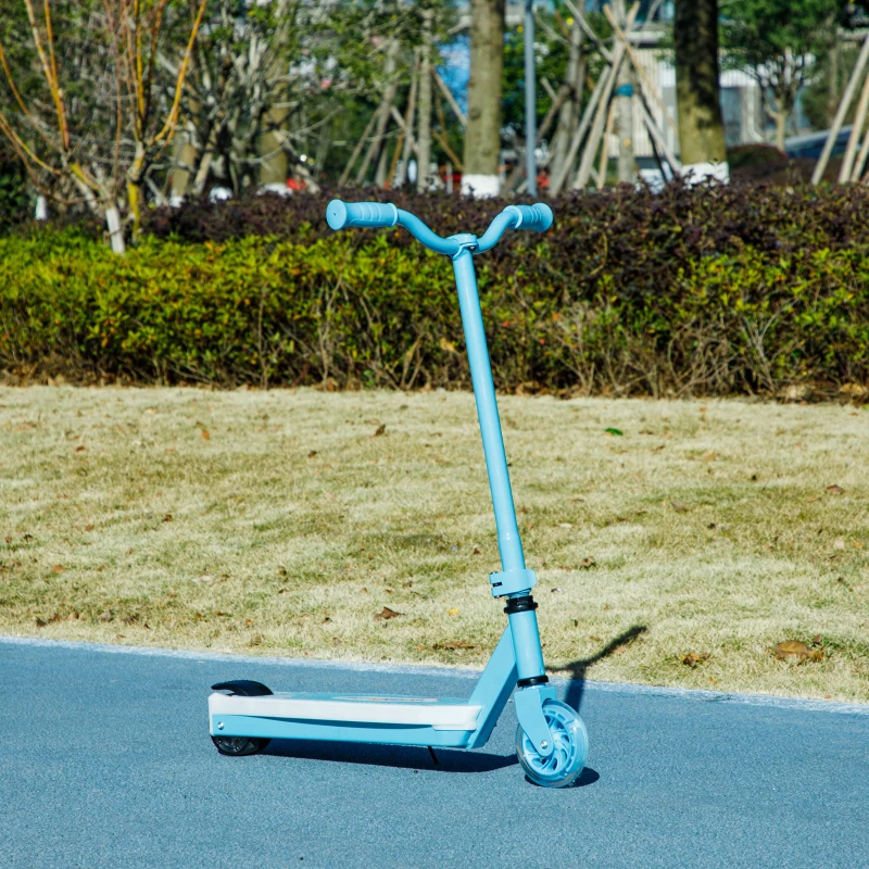 AIYAPLAY Electric Scooter for Kids Aged 4-7 Years, with Flashing LED Lights, Rear Auxiliary Wheels, Blue