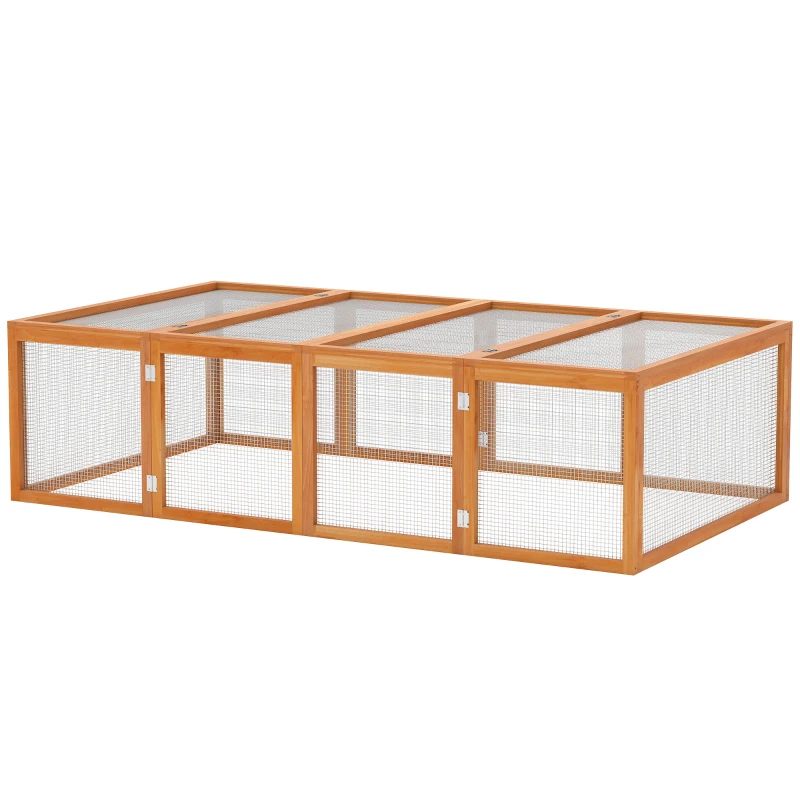 Pawhut Rabbit Hutch W/ Mesh Wire, 181Lx100Wx 48H cm-Natural Wood