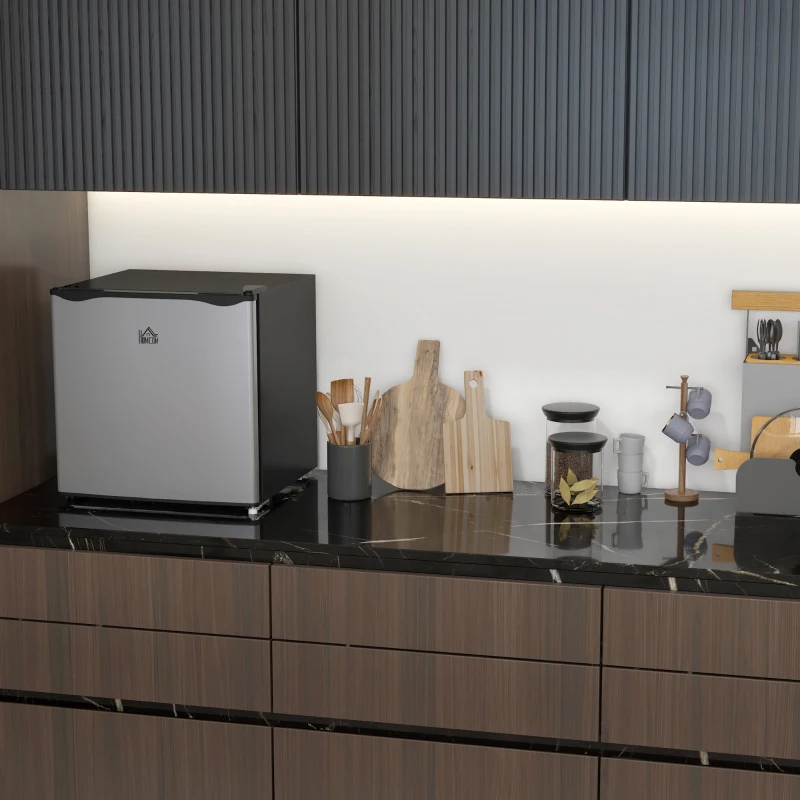 HOMCOM Mini-Vriezer, 35 L Minikoelkast, -14 tot -24℃, 5-Staps Temperatuurregeling, 47 x 44,2 x 48,8 cm, Zilver(m-10)