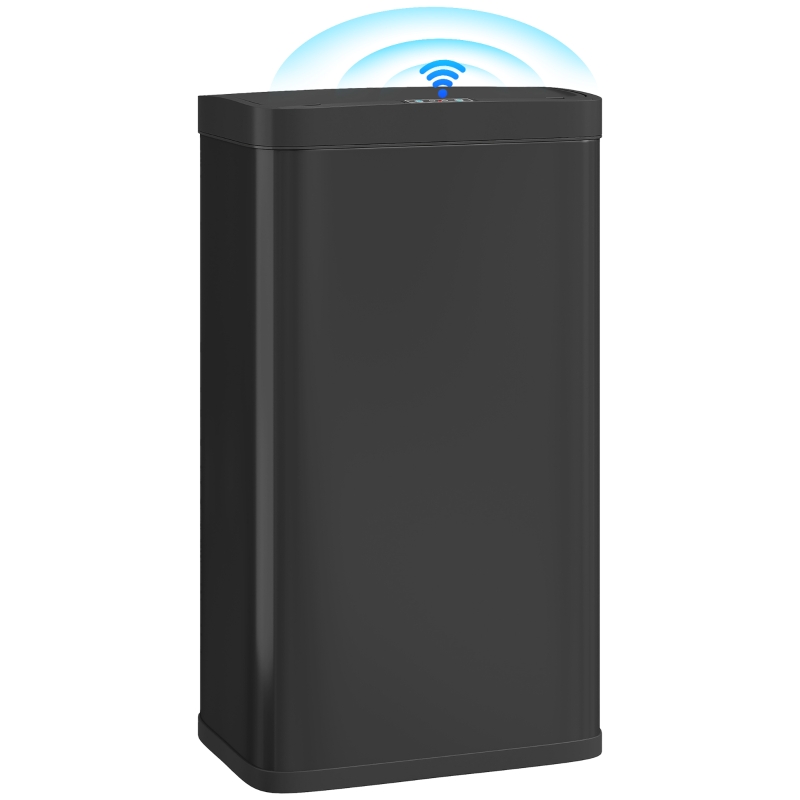 HOMCOM 45 L Automatic Kitchen Trash Can with Infrared Sensor Soft Close and Removable Inner Bin Anti-Fingerprint Black