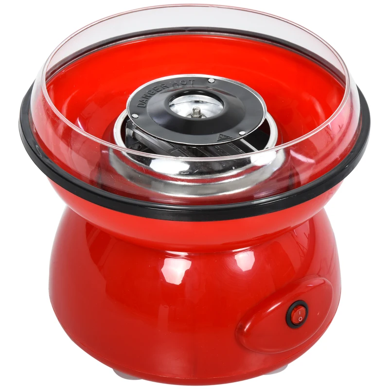 HOMCOM 450W Candy Floss Machine, Professional Automatic Cotton Candy Sweet Machine with Candyfloss Sticks, Spoon, Splash Guard, Non-Slip Base for Birthday Christmas Wedding Party, Funfair Style, Red