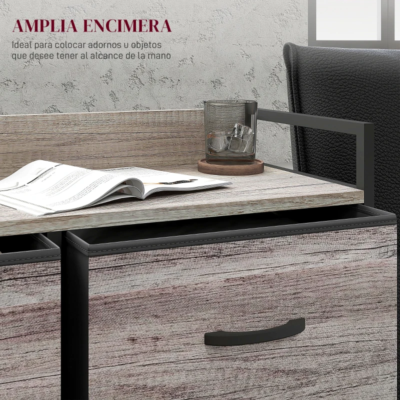 HOMCOM Cómoda con 6 Cajones Plegables Cajonera de Tela con Estructura de Acero Estilo Industrial 79x29x85 cm Gris