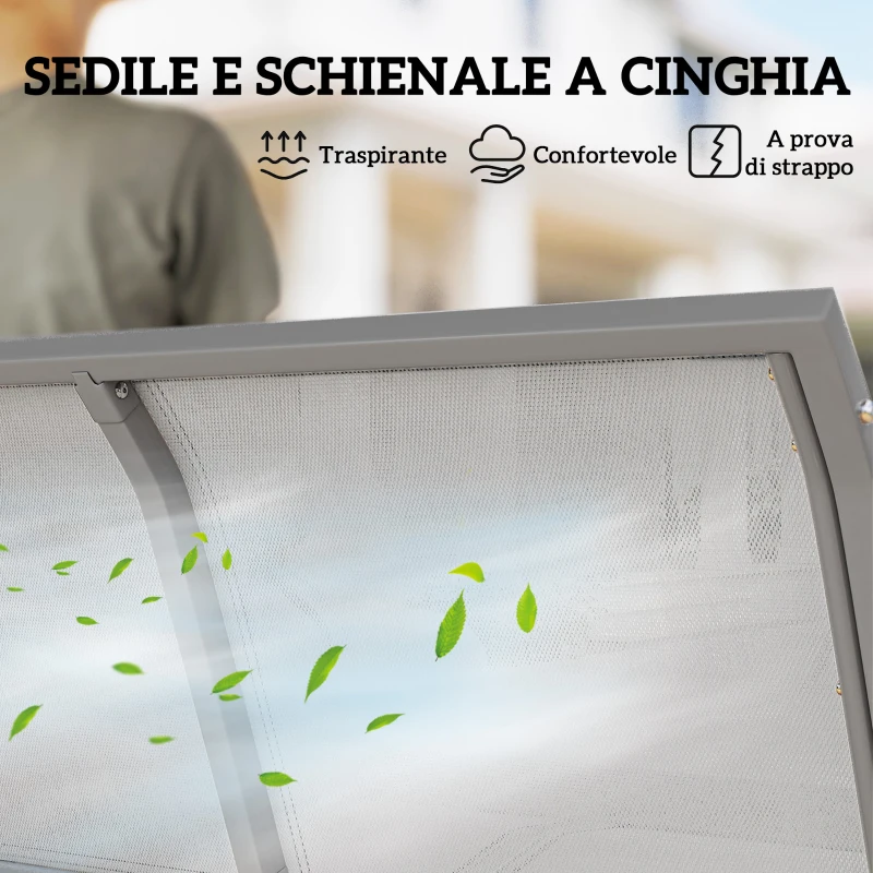 Outsunny Dondolo da Giardino a 3 Posti in Metallo con Tetto Parasole Rimovibile, 171x108x154 cm, Grigio scuro