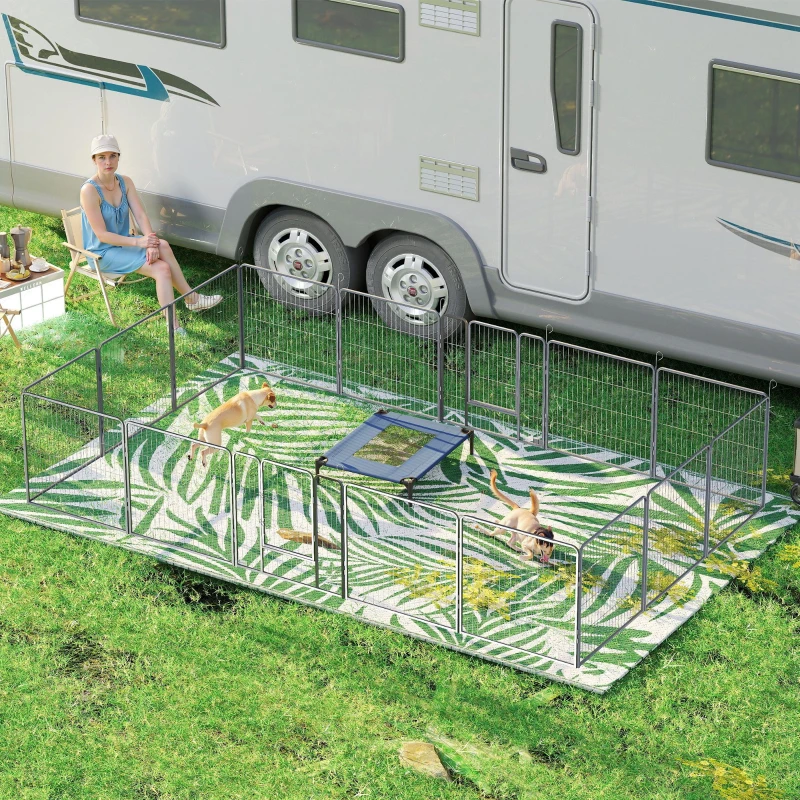 PawHut 16 Panels Heavy Duty Puppy Playpen, for Small and Medium Dogs, Indoor and Outdoor Use - Grey