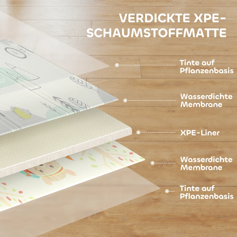 AIYAPLAY Baby-Spielmatte, Tiermuster, Schaumstoff, 1,5 cm dicke Polsterung, rutschfest