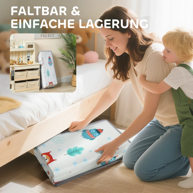 AIYAPLAY Baby-Spielmatte, Tiermuster, Schaumstoff, 1,5 cm dicke Polsterung, rutschfest