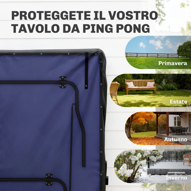 SPORTNOW Copertura Tavolo da Ping Pong 257x153x5 cm in Polietilene Nero con Fibbie e Cerniere incluse