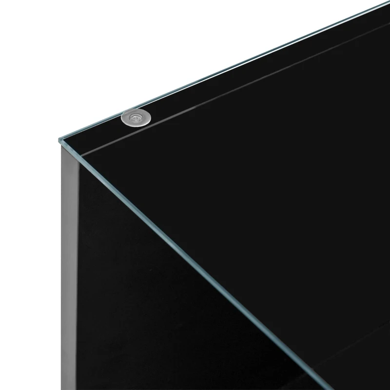 Tavolino da salotto con vano contenitore, illuminazione LED d'atmosfera, piano in vetro e 2 cassetti, 105x50x35 cm, Nero