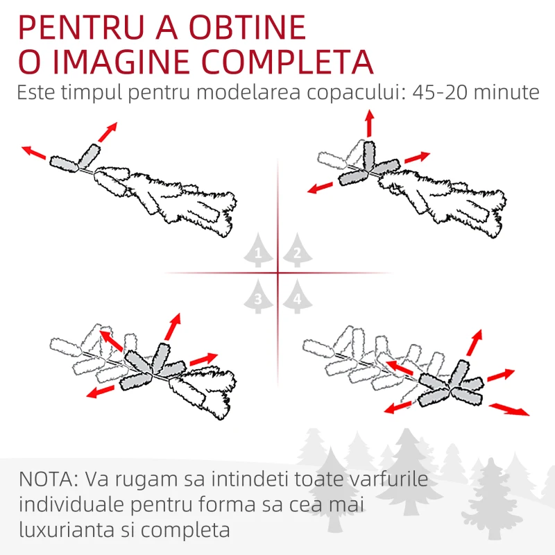 HOMCOM Brad de Crăciun Înzăpezit Înalt cu 395 Crengi, Brad Artificial de Crăciun cu Conuri și Bază, Ø54 x 150 cm, Verde
