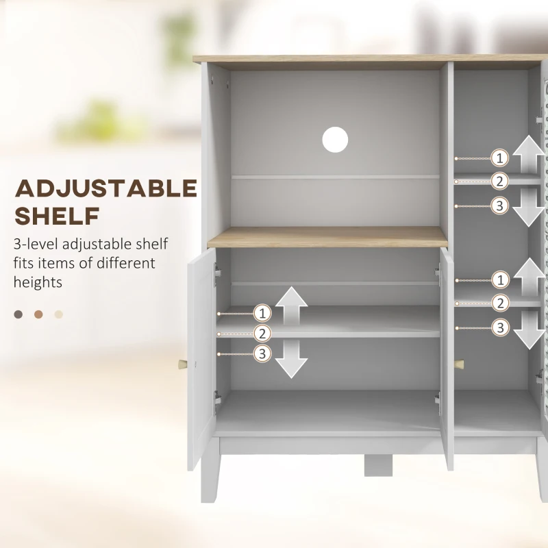 HOMCOM Dulap pentru Microunde cu Dulap Inferior și Rafturi Laterale din Lemn Alb