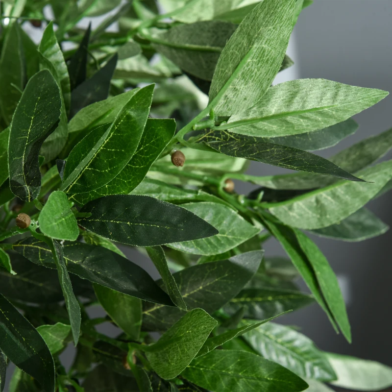 Outsunny Artificial Bay Laurel Topiary Trees w/ Pot Fake, Set Of 2 90cm/3FT Indoor Greenery Plant Home Office Garden Decor Green