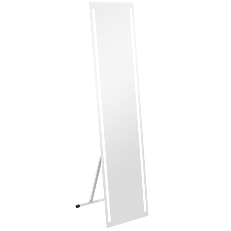 HOMCOM Full Length Dressing Mirror, LED Lighted Wall Mirror for Bedroom, Adjustable Brightness and 3 Colours, White